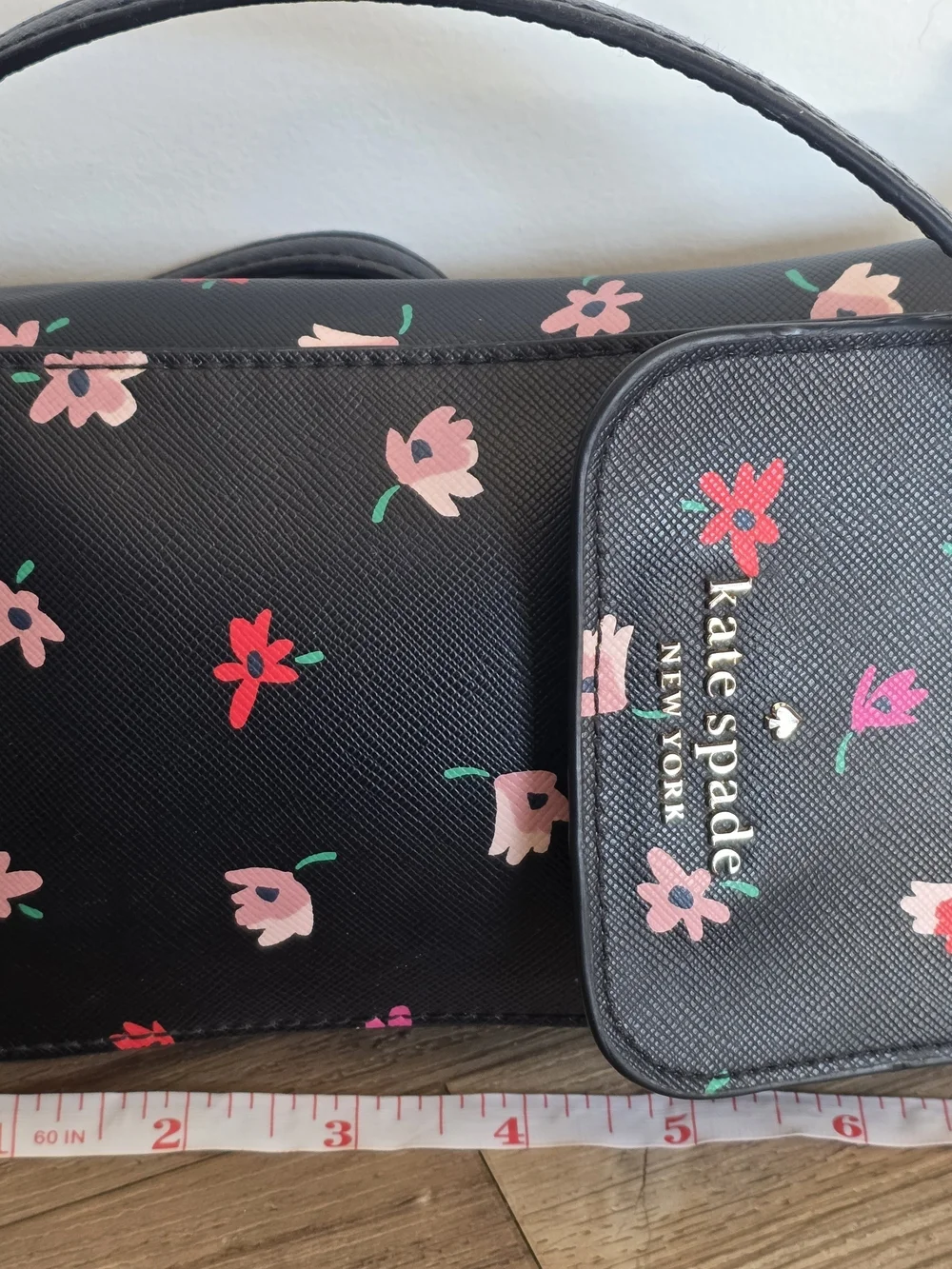Kate Spade Black Floral Crossbody Phone Bag
